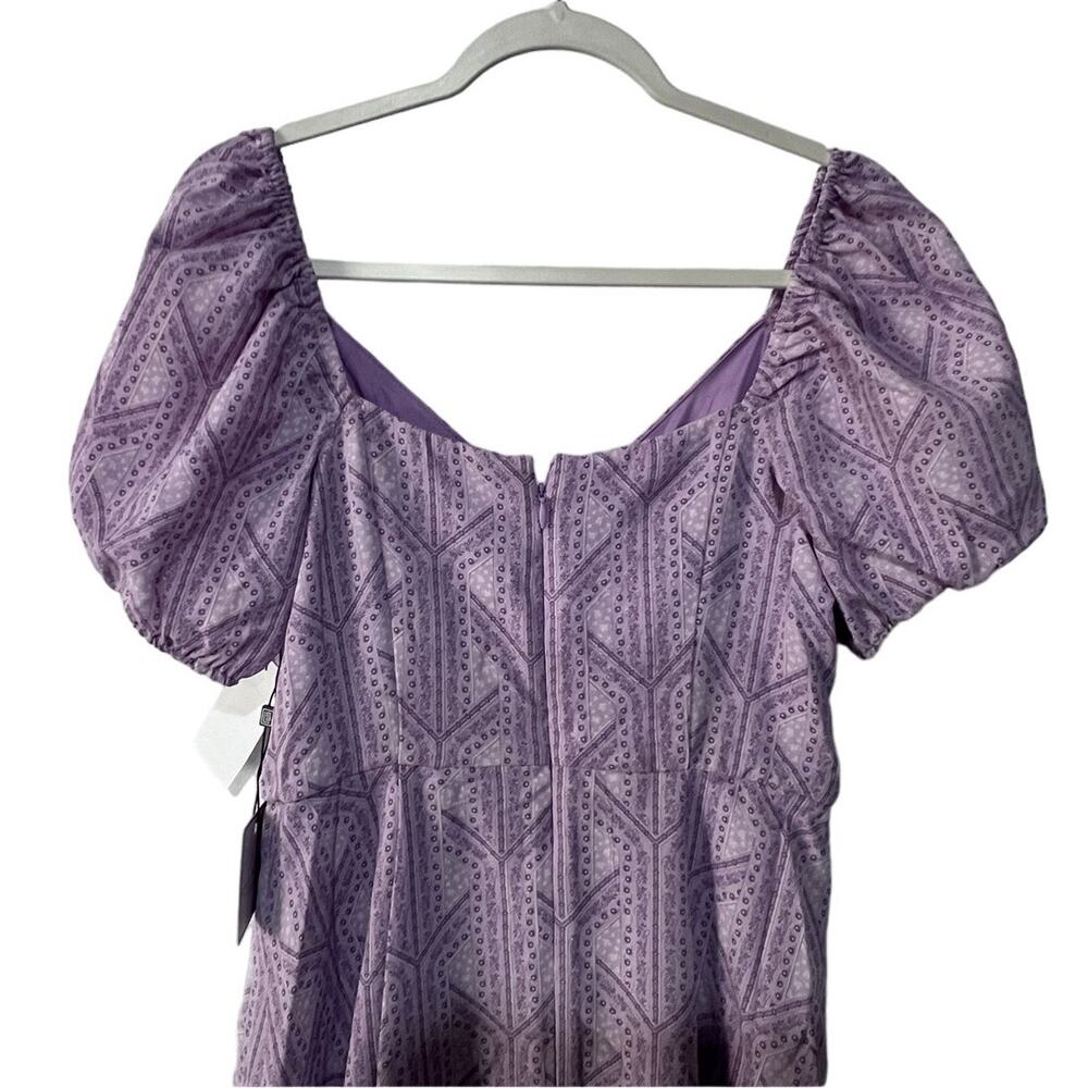 LAUNDRY SHELLI SEGAL WMNS SZ 4 PURPLE FLORAL RUFFLE PUFF SLEEVE MINI DRESS NEW - Picture 7 of 12